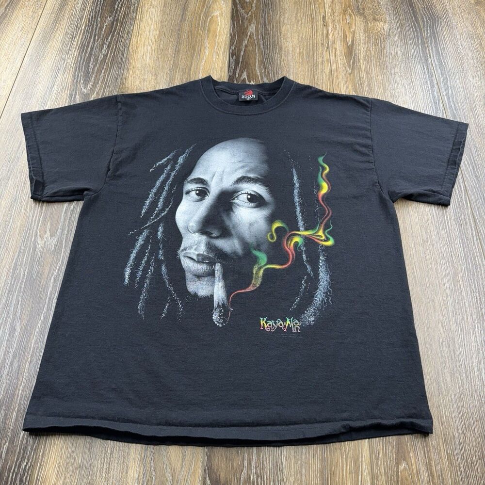 Vintage Bob Marley Shirt Mens XL Black 2007 Kaya Man Rasta Weed Smoke Joint Y2K